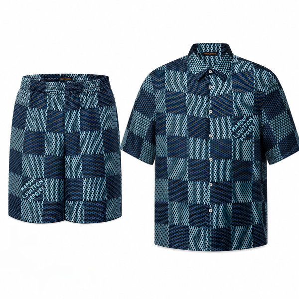Ensemble LV monogramme bleu gris foncé