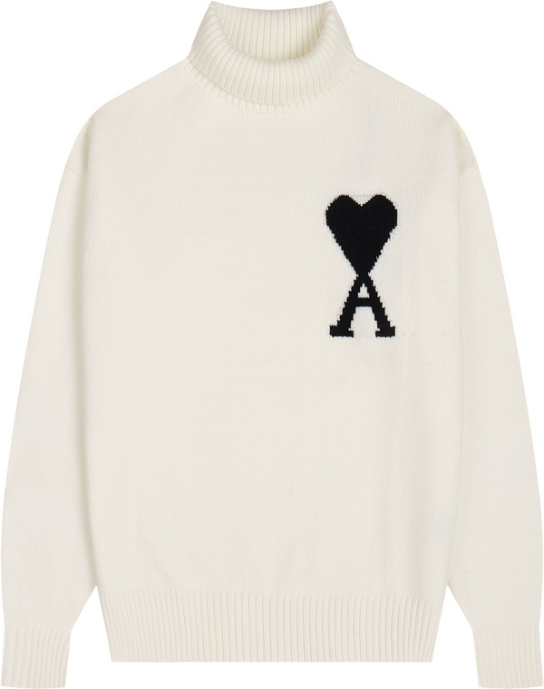 Pull blanc à petit logo ami de cœur noir