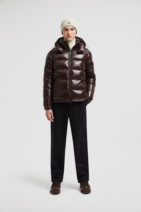 Doudoune courte à capuche Moncler Maya Maron foncé