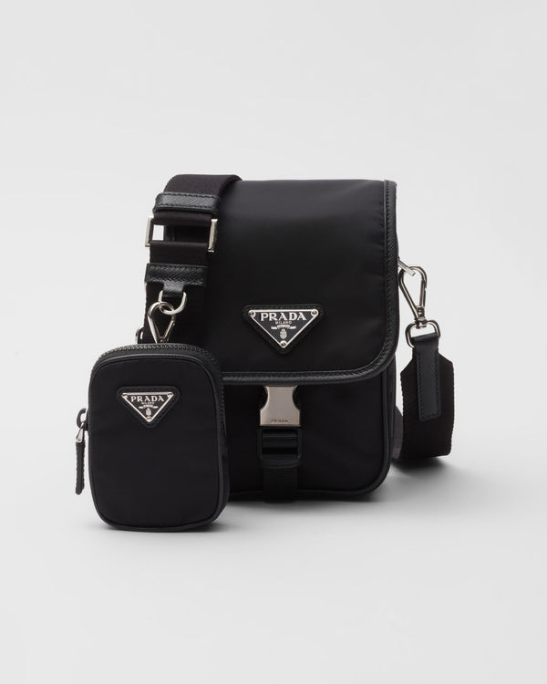 Sac porté épaule en Re-Nylon et cuir Saffiano