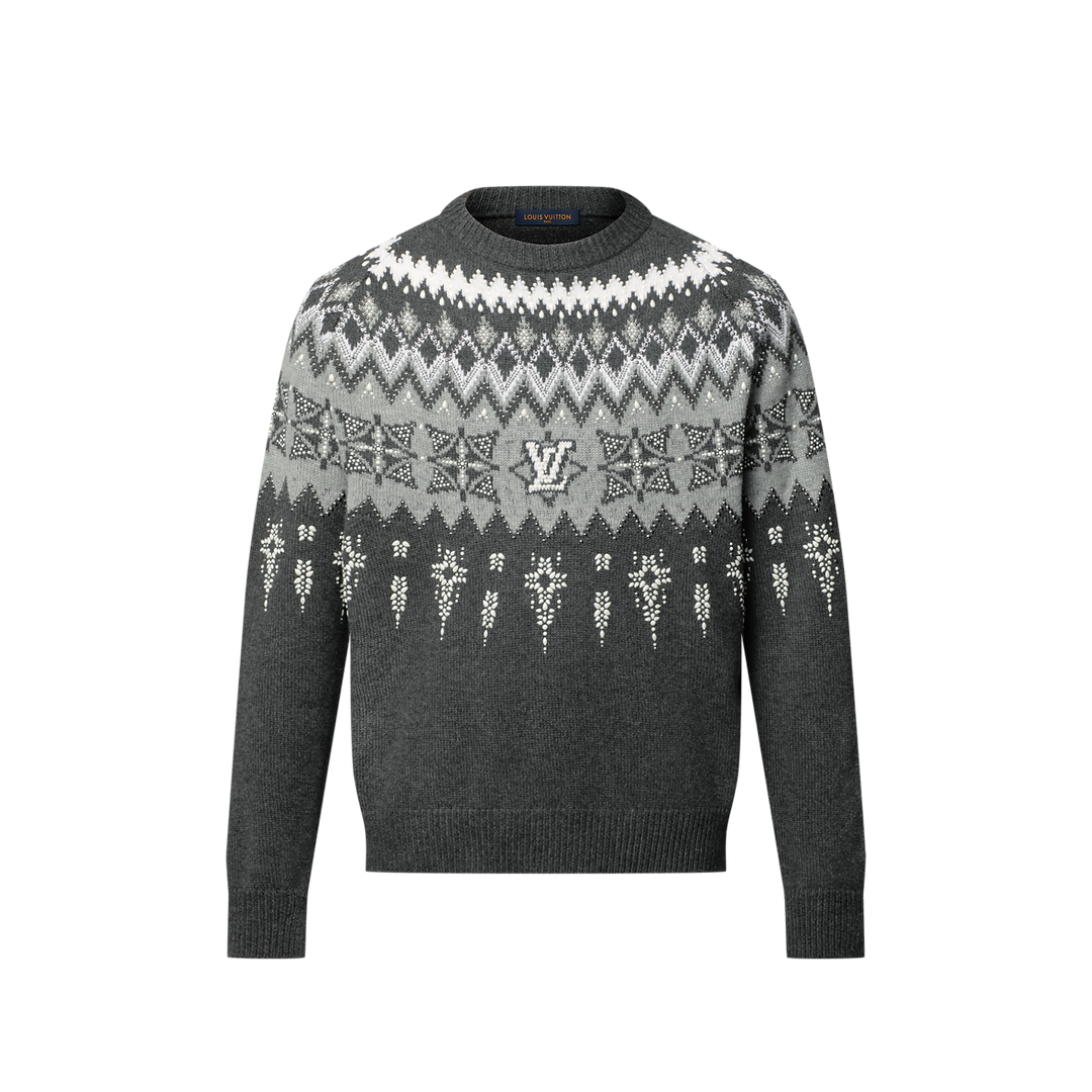 Pull ornementé en laine et cachemire