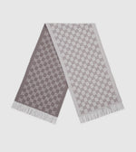 Bonnet et Écharpe en jacquard de cachemire GG ivoire et gris clair