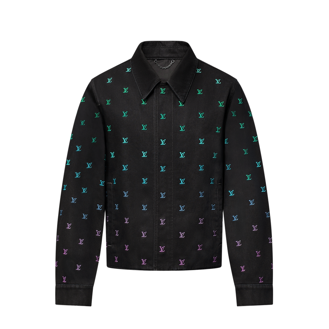 Blouson sportswear brodé LV Blason Gradient en denim