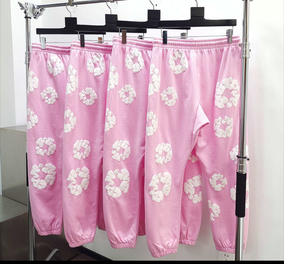 Denim Trs - pantalon en Coton à imprimé graphique - rose