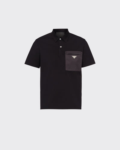 Polo en coton extensible avec détails en Re-Nylon