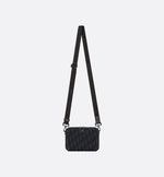 Pochette zippée à bandoulière
Toile jacquard Dior Oblique noir