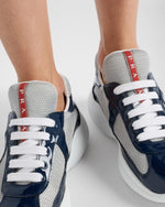 Baskets Prada America’s Cup en tissu Bike bleu roi