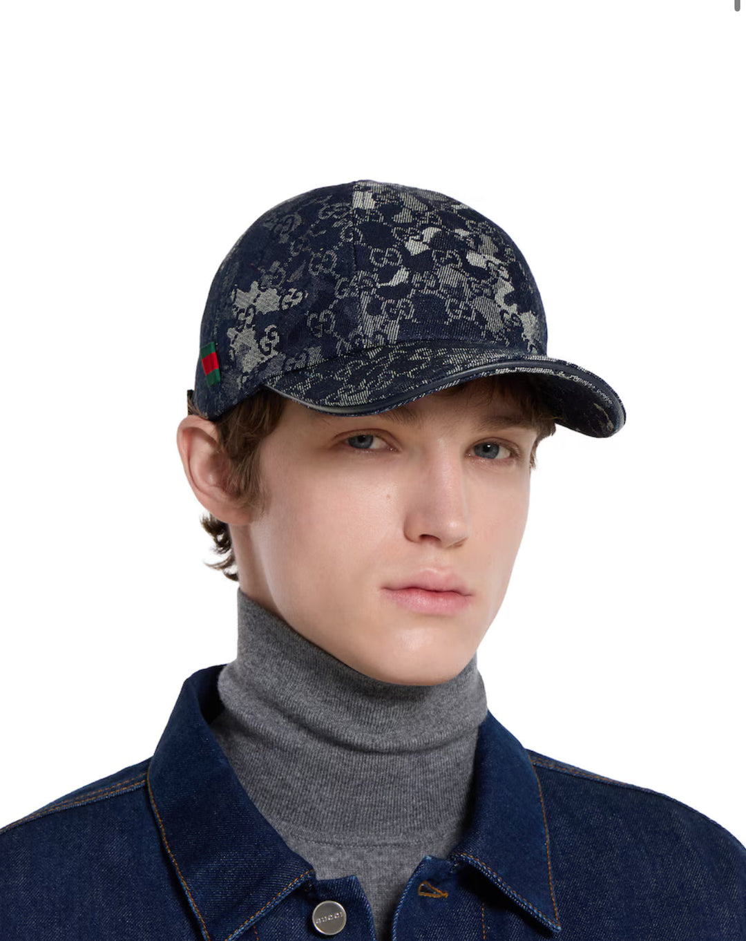 Casquette en denim GG avec détail bande Web