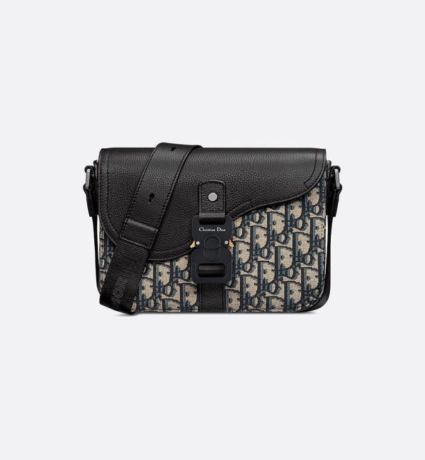 Sac Messenger à rabat Saddle Small Noir et Beige