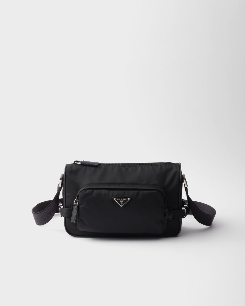 Sac de taille moyenne porté épaule en Re-Nylon et cuir Saffiano