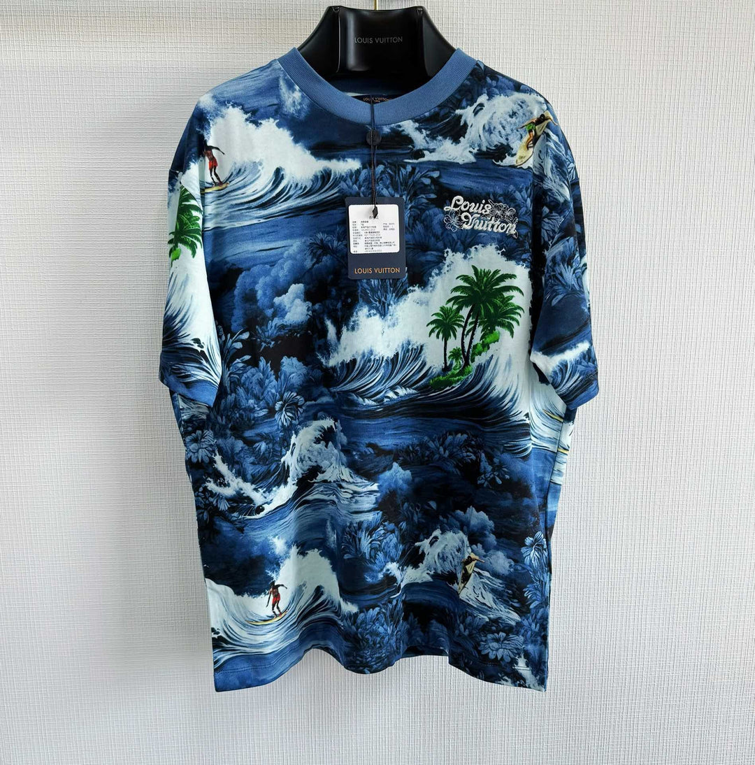 Tee-shirt lv  manches courtes imprimé en coton