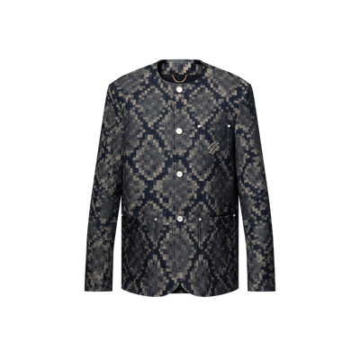 Veste chic sans col en denim graphique