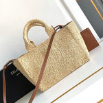 C­eli­ne - Small Cabas Thais Raffia Calfskin Top