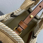 C­eli­ne - Small Cabas Thais Striped Textile Beige Noir