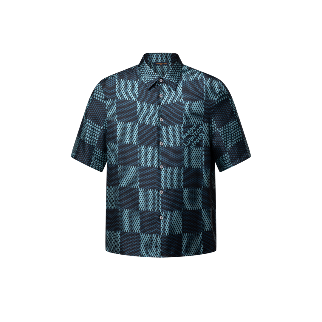 Chemise manches courtes Damier en soie